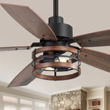 Jorelle 52-Inch Farmhouse Caged Ceiling Fan With Light & Remote