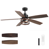 Jorelle 52-Inch Farmhouse Caged Ceiling Fan With Light & Remote