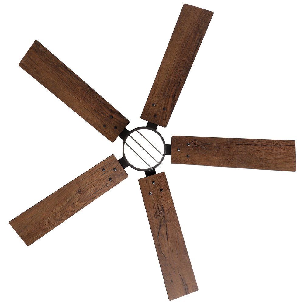 52 Inch Matte Black Ceiling Fan with Light and Remote, Industrial Caged Frosted Glass Shade, 18W LED 3CCT Lighting with Memory Function, 6-Speed Reversible Quiet DC Motor, Timer, 5 Dual-Finish Blades for Bedroom Living Room