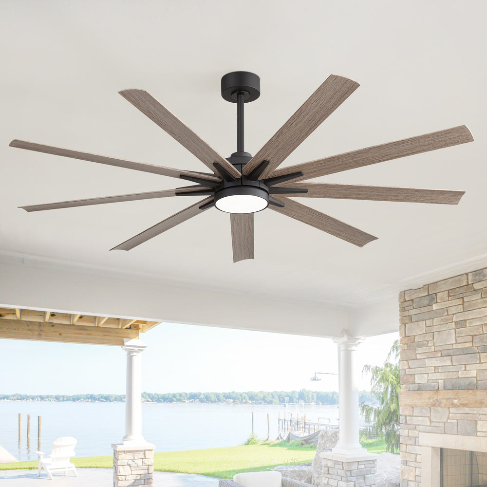 Breezary 65" 9-Blade Silent DC Motor Modern Ceiling Fan with 22W LED Light (Memory Function)