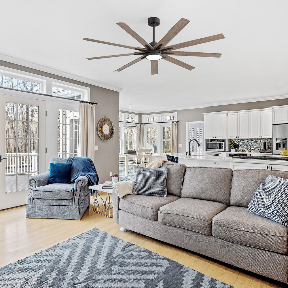 Breezary 65" 9-Blade Silent DC Motor Modern Ceiling Fan with 22W LED Light (Memory Function)