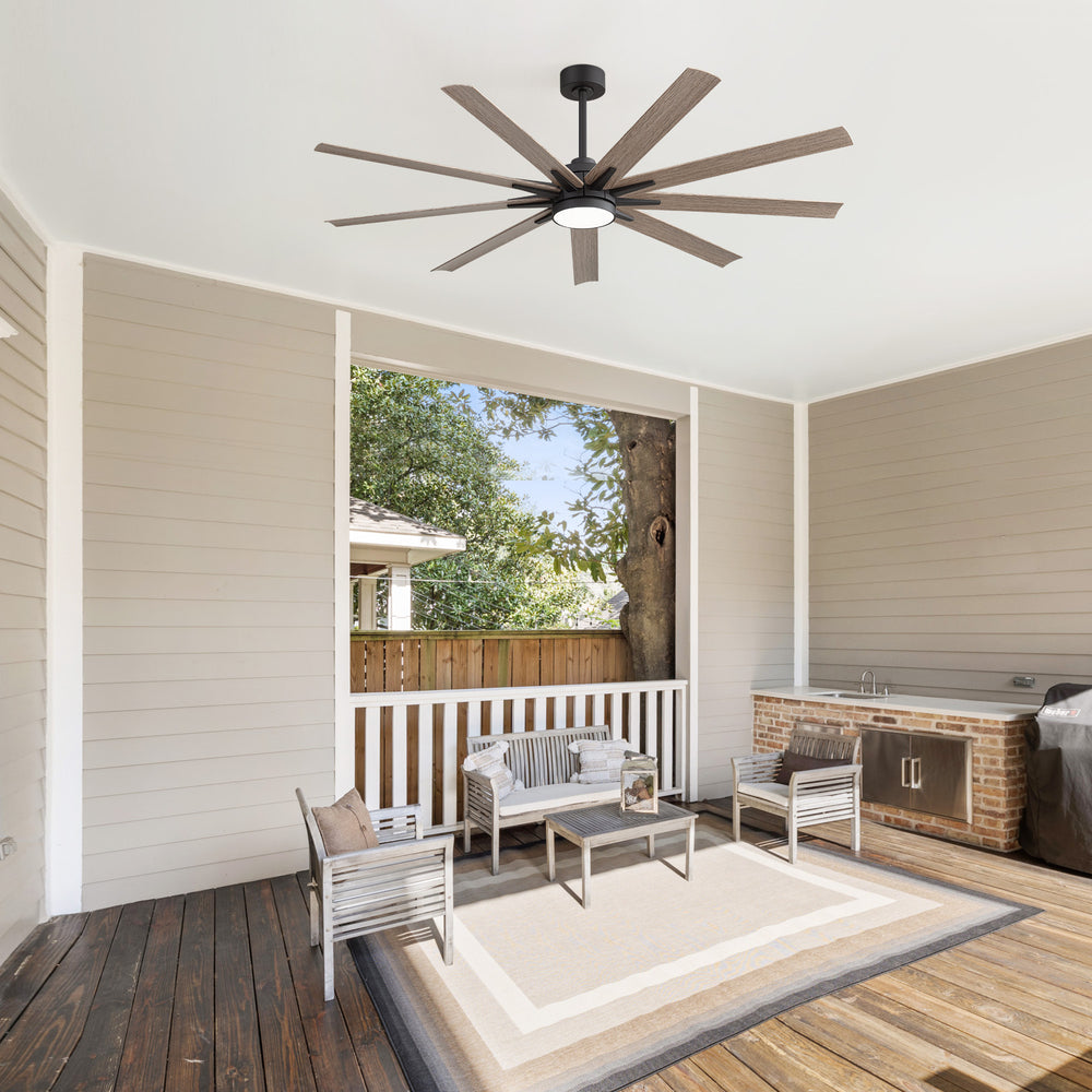 Breezary 65" 9-Blade Silent DC Motor Modern Ceiling Fan with 22W LED Light (Memory Function)