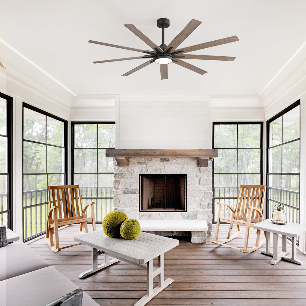 Breezary 65" 9-Blade Silent DC Motor Modern Ceiling Fan with 22W LED Light (Memory Function)