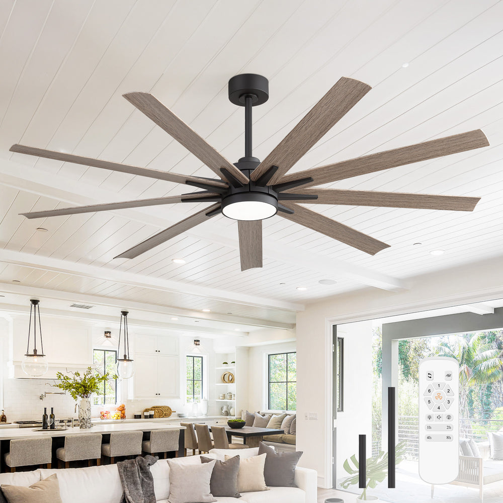 Breezary 65" 9-Blade Silent DC Motor Modern Ceiling Fan with 22W LED Light (Memory Function)