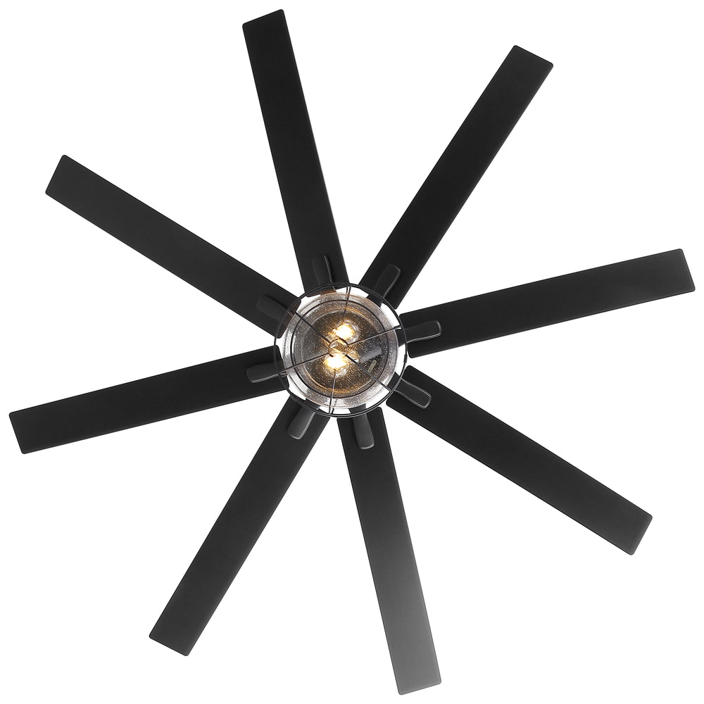 65-inch Industrial Seeded Glass Ceiling Fan with Light Kit & Remote, Includes 6" & 12" Downrods, 8 Reversible Black/Walnut Finish Blades, DC Motor, Compatible with 2*E26 Base Bulbs (Not Included)