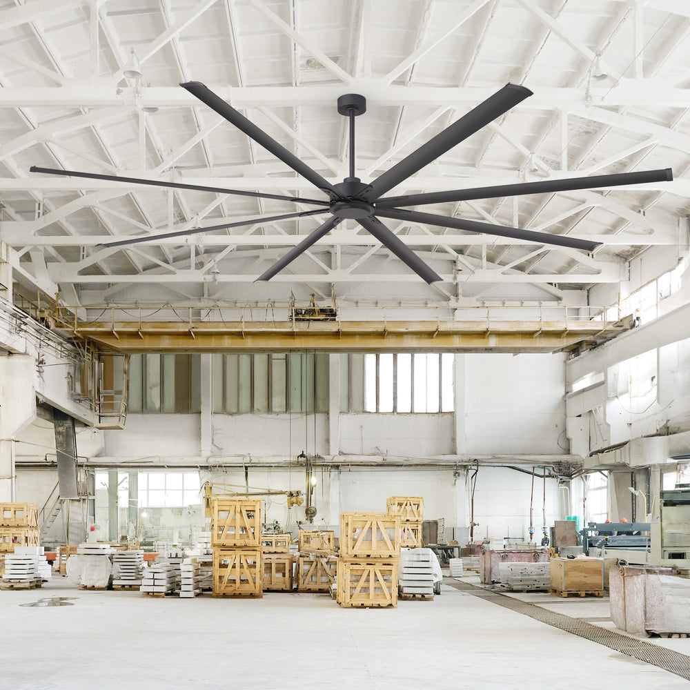 Breezary 120 Inch HVLS Industrial Ceiling Fan with PMSM Motor, 8-Blade Large Ceiling Fan for Warehouse, Gym and Factory - Aluminum No Light