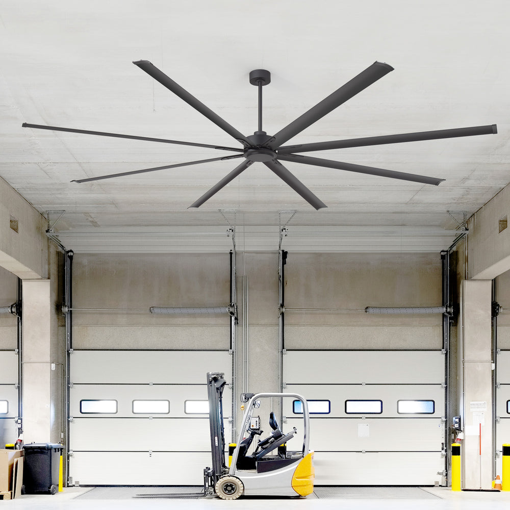 Breezary 120 Inch HVLS Industrial Ceiling Fan with PMSM Motor, 8-Blade Large Ceiling Fan for Warehouse, Gym and Factory - Aluminum No Light