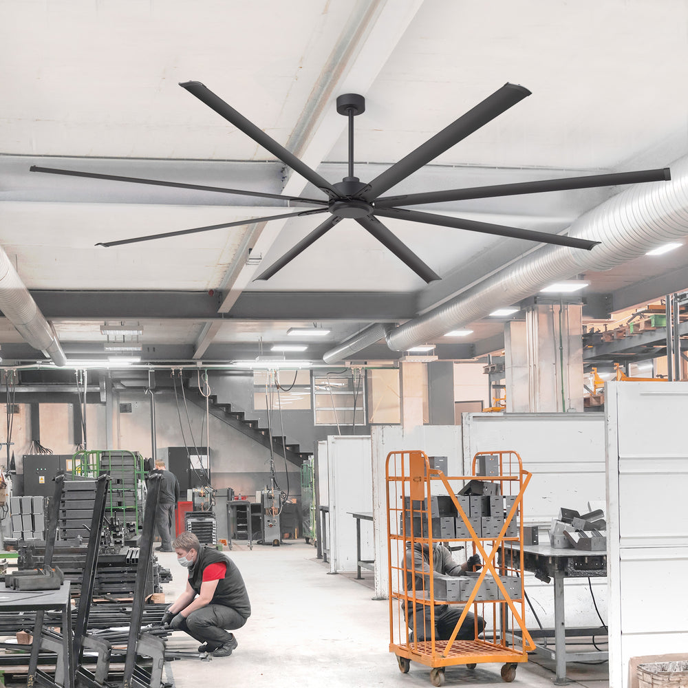 Breezary 120 Inch HVLS Industrial Ceiling Fan with PMSM Motor, 8-Blade Large Ceiling Fan for Warehouse, Gym and Factory - Aluminum No Light