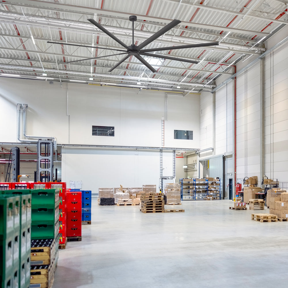 Breezary 120 Inch HVLS Industrial Ceiling Fan with PMSM Motor, 8-Blade Large Ceiling Fan for Warehouse, Gym and Factory - Aluminum No Light