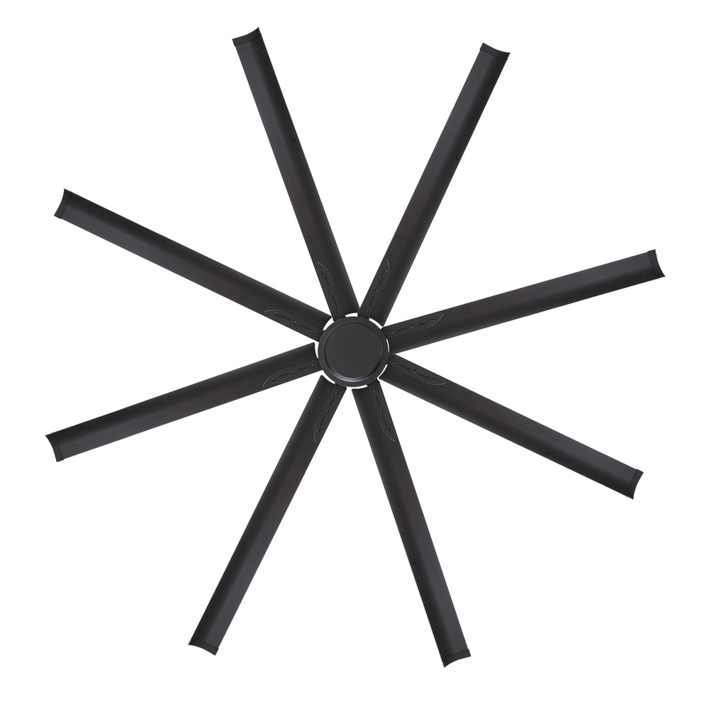 Oversized 84-Inch Ceiling Fan without Light, Matte Black Finish, 7 or 8 Aluminum Blades, Energy-Saving DC Motor, 6-Speed Remote Control with Forward/Reverse, 1/2/4/8H Timer, Includes 6", 12" & 24" Downrods, Quiet Operation for Large Rooms or Patios