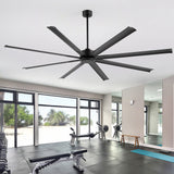 Oversized 84-Inch Ceiling Fan without Light, Matte Black Finish, 7 or 8 Aluminum Blades, Energy-Saving DC Motor, 6-Speed Remote Control with Forward/Reverse, 1/2/4/8H Timer, Includes 6", 12" & 24" Downrods, Quiet Operation for Large Rooms or Patios