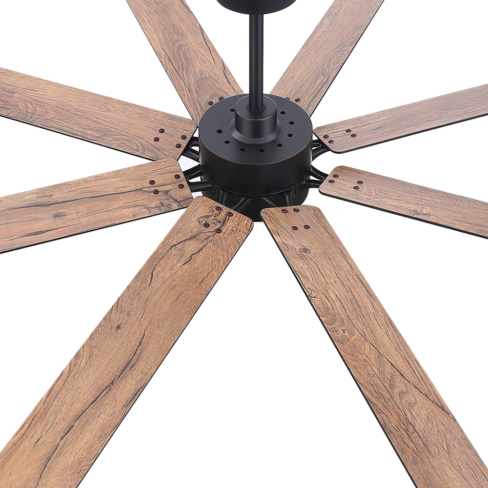 72-Inch Indoor Ceiling Fan with LED Light & Remote, Quiet Energy-Efficient DC Motor, 8 Reversible Black/Walnut Blades, 6-Speed Reversible, 3-CCT LED (3000K/4000K/6000K), Includes 6" & 12" Downrods, for Large Rooms