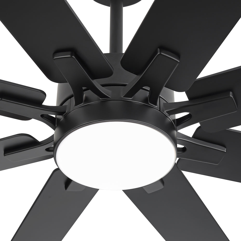 72-Inch Indoor Ceiling Fan with LED Light & Remote, Quiet Energy-Efficient DC Motor, 8 Reversible Black/Walnut Blades, 6-Speed Reversible, 3-CCT LED (3000K/4000K/6000K), Includes 6" & 12" Downrods, for Large Rooms