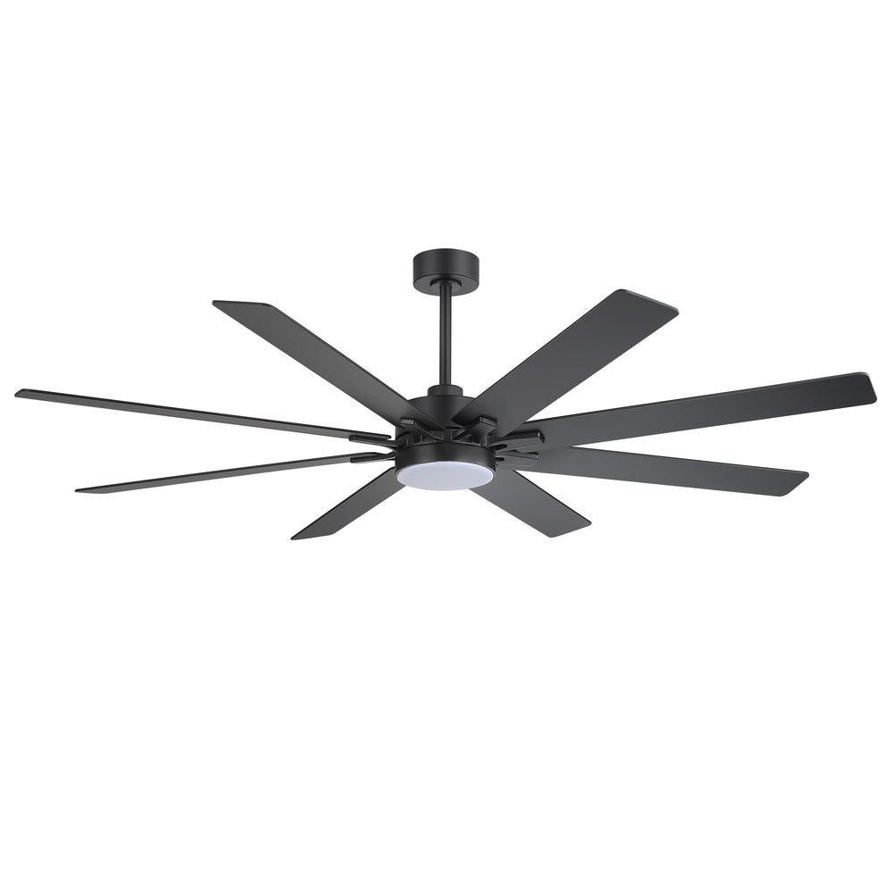 72-Inch Indoor Ceiling Fan with LED Light & Remote, Quiet Energy-Efficient DC Motor, 8 Reversible Black/Walnut Blades, 6-Speed Reversible, 3-CCT LED (3000K/4000K/6000K), Includes 6" & 12" Downrods, for Large Rooms