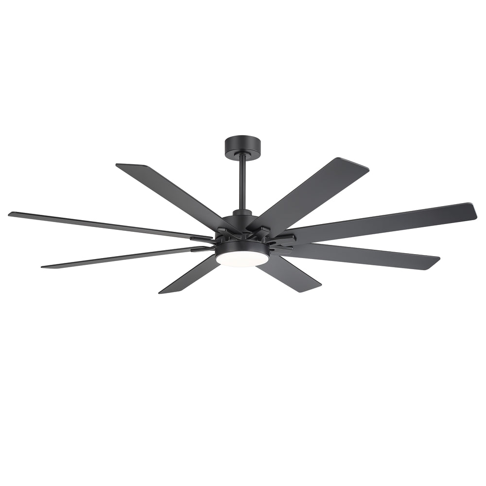 72-Inch Indoor Ceiling Fan with LED Light & Remote, Quiet Energy-Efficient DC Motor, 8 Reversible Black/Walnut Blades, 6-Speed Reversible, 3-CCT LED (3000K/4000K/6000K), Includes 6" & 12" Downrods, for Large Rooms