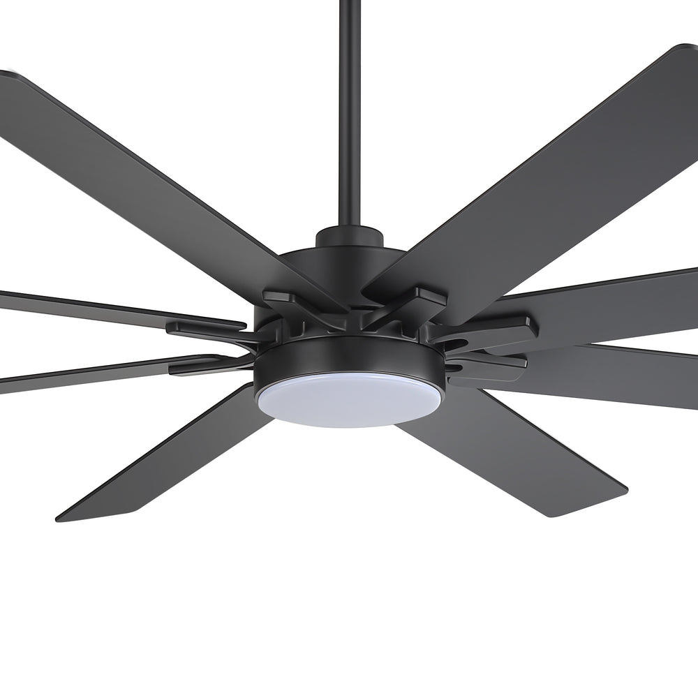 72-Inch Indoor Ceiling Fan with LED Light & Remote, Quiet Energy-Efficient DC Motor, 8 Reversible Black/Walnut Blades, 6-Speed Reversible, 3-CCT LED (3000K/4000K/6000K), Includes 6" & 12" Downrods, for Large Rooms