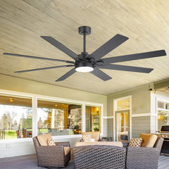 72-Inch Indoor Ceiling Fan with LED Light & Remote, Quiet Energy-Efficient DC Motor, 8 Reversible Black/Walnut Blades, 6-Speed Reversible, 3-CCT LED (3000K/4000K/6000K), Includes 6" & 12" Downrods, for Large Rooms