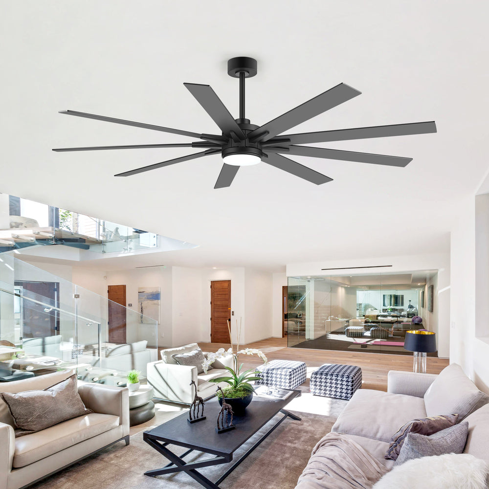 Breezary 72"/84" 9-Blade Silent DC Motor Modern Ceiling Fan with 24W LED Light (Memory Function)