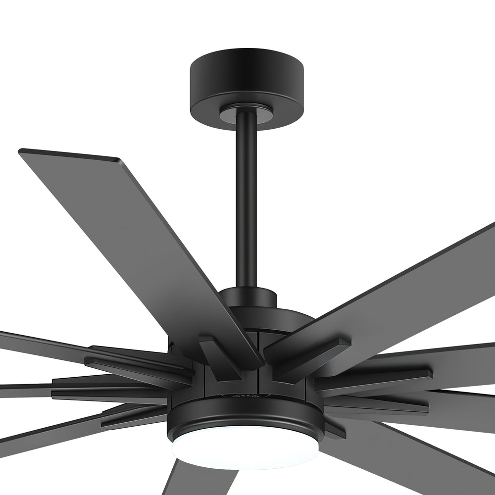 Breezary 72"/84" 9-Blade Silent DC Motor Modern Ceiling Fan with 24W LED Light (Memory Function)