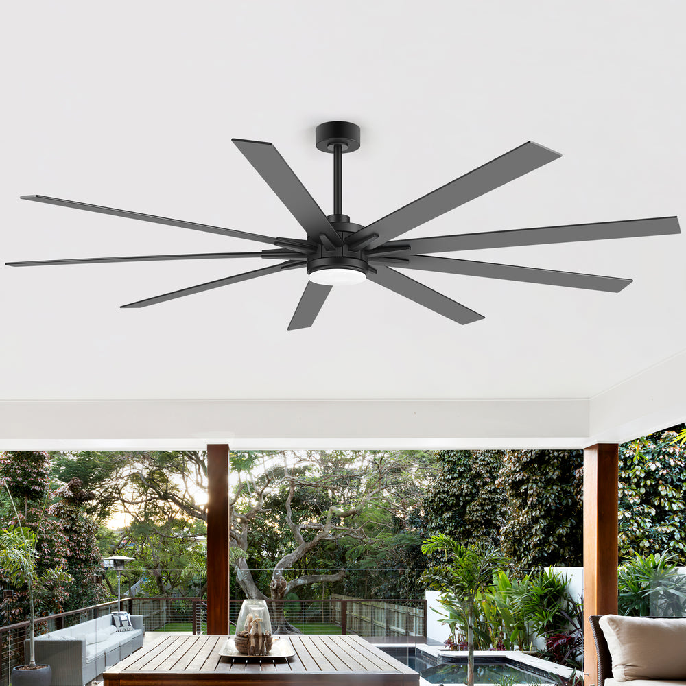 Breezary 72"/84" 9-Blade Silent DC Motor Modern Ceiling Fan with 24W LED Light (Memory Function)
