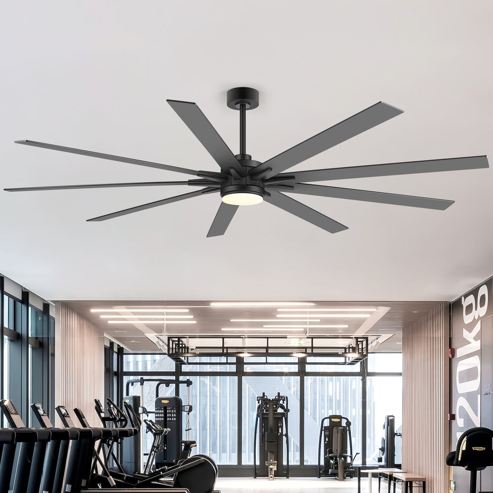 Breezary 72"/84" 9-Blade Silent DC Motor Modern Ceiling Fan with 24W LED Light (Memory Function)