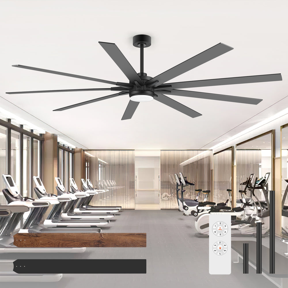 Breezary 72"/84" 9-Blade Silent DC Motor Modern Ceiling Fan with 24W LED Light (Memory Function)