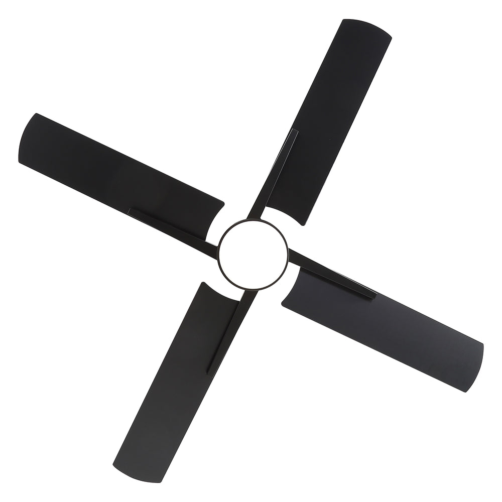 52 Inch Black Modern Ceiling Fan with Light and 4 Blades, Remote Control, 6-Speed Reversible DC Motor, 3CCT LED, Indoor Ceiling Fan for Living Room Bedroom