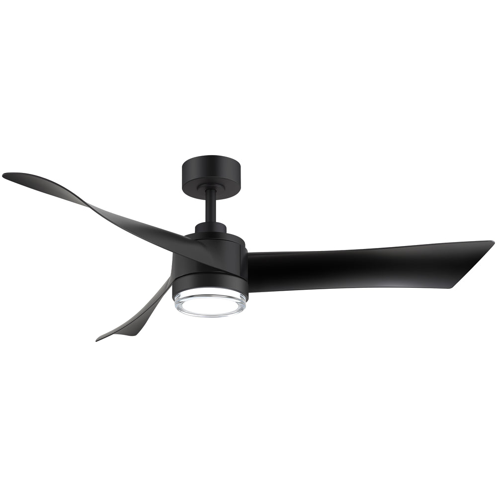 54-Inch Matte Black Ceiling Fan with Light, Dual-Layer Acrylic Shade, 3-Color LED (3000K/4000K/6000K), Quiet DC Motor, 6-Speed Reversible Airflow, Remote Control, Timer, 6-Inch Downrod, Modern Indoor Ceiling Fan for Living Room Bedroom Dining Room