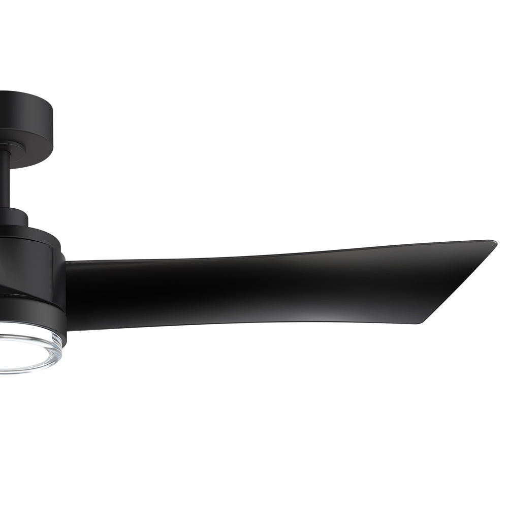 54-Inch Matte Black Ceiling Fan with Light, Dual-Layer Acrylic Shade, 3-Color LED (3000K/4000K/6000K), Quiet DC Motor, 6-Speed Reversible Airflow, Remote Control, Timer, 6-Inch Downrod, Modern Indoor Ceiling Fan for Living Room Bedroom Dining Room