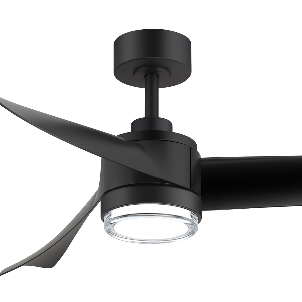 54-Inch Matte Black Ceiling Fan with Light, Dual-Layer Acrylic Shade, 3-Color LED (3000K/4000K/6000K), Quiet DC Motor, 6-Speed Reversible Airflow, Remote Control, Timer, 6-Inch Downrod, Modern Indoor Ceiling Fan for Living Room Bedroom Dining Room