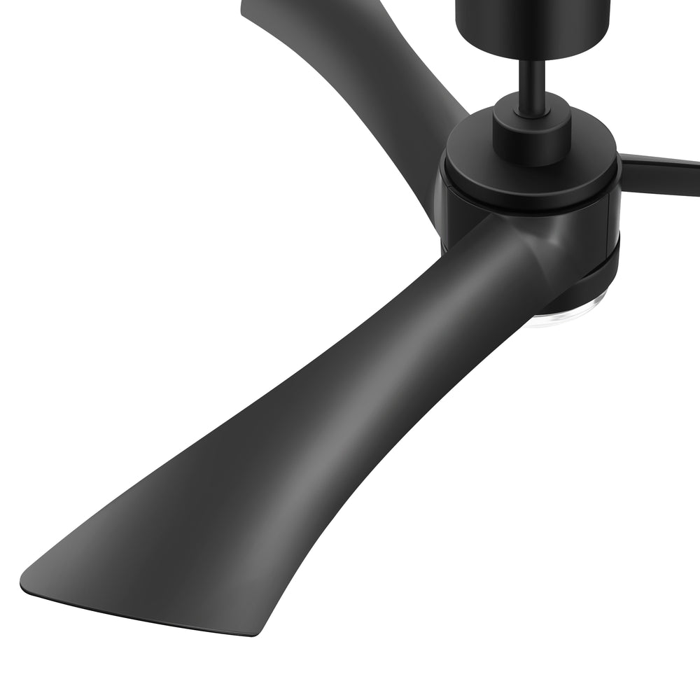 54-Inch Matte Black Ceiling Fan with Light, Dual-Layer Acrylic Shade, 3-Color LED (3000K/4000K/6000K), Quiet DC Motor, 6-Speed Reversible Airflow, Remote Control, Timer, 6-Inch Downrod, Modern Indoor Ceiling Fan for Living Room Bedroom Dining Room