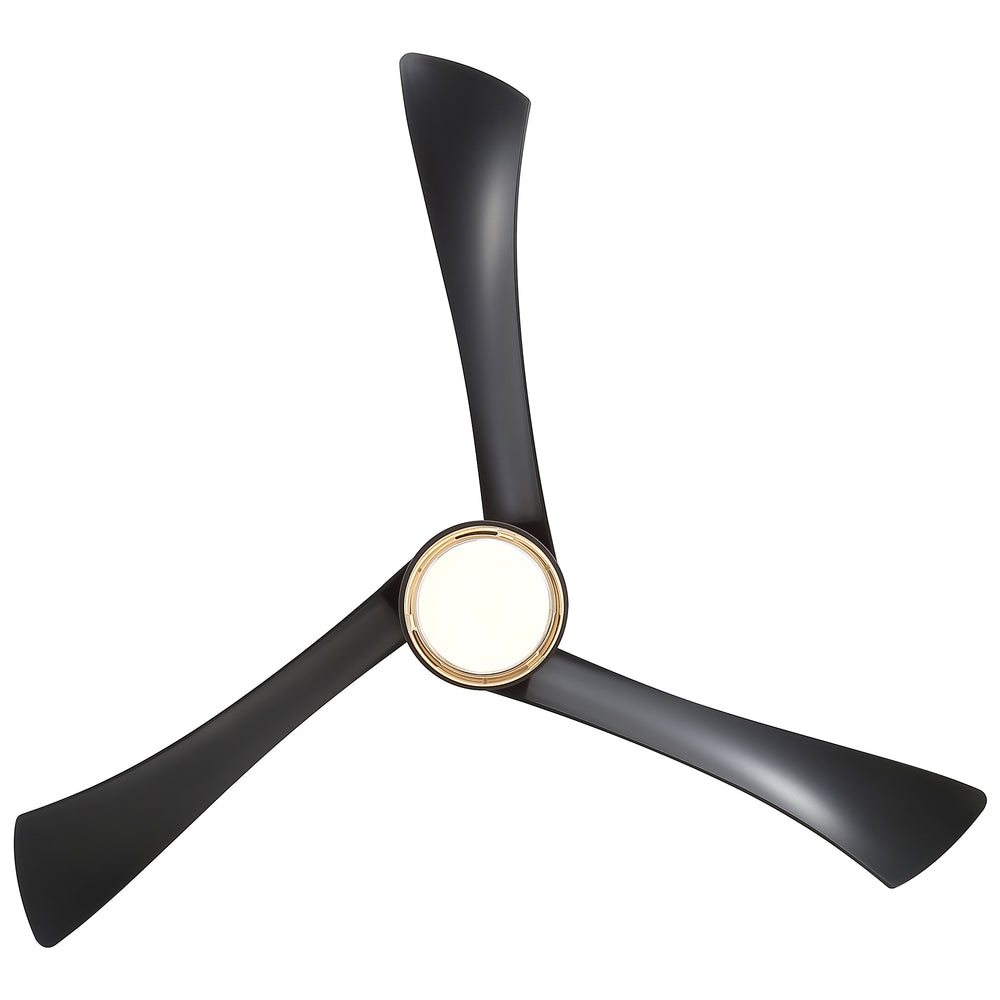 54-Inch Matte Black Ceiling Fan with Light, Dual-Layer Acrylic Shade, 3-Color LED (3000K/4000K/6000K), Quiet DC Motor, 6-Speed Reversible Airflow, Remote Control, Timer, 6-Inch Downrod, Modern Indoor Ceiling Fan for Living Room Bedroom Dining Room