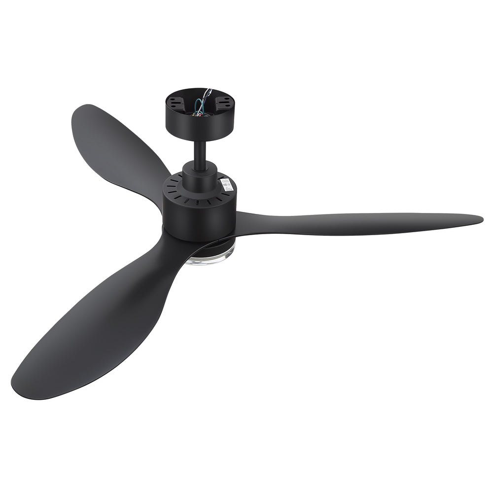 52-Inch Ceiling Fan with Light, Modern Gold/Black Finish, 3 ABS Blades, 18W 3-Color LED with Double-Layer Acrylic Shade, Quiet DC Motor, 6-Speed Reversible, Remote Control with 1/4H Timer, 6-In Downrod, Indoor Use