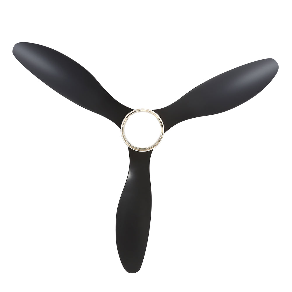 52-Inch Ceiling Fan with Light, Modern Gold/Black Finish, 3 ABS Blades, 18W 3-Color LED with Double-Layer Acrylic Shade, Quiet DC Motor, 6-Speed Reversible, Remote Control with 1/4H Timer, 6-In Downrod, Indoor Use