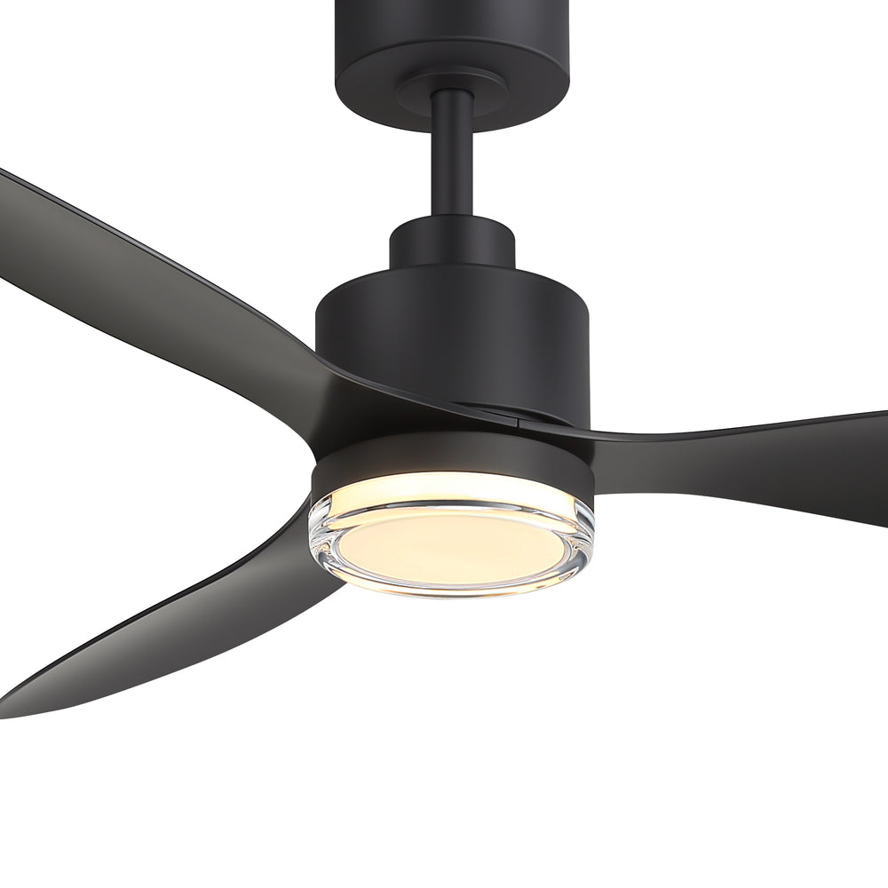 52-Inch Ceiling Fan with Light, Modern Gold/Black Finish, 3 ABS Blades, 18W 3-Color LED with Double-Layer Acrylic Shade, Quiet DC Motor, 6-Speed Reversible, Remote Control with 1/4H Timer, 6-In Downrod, Indoor Use