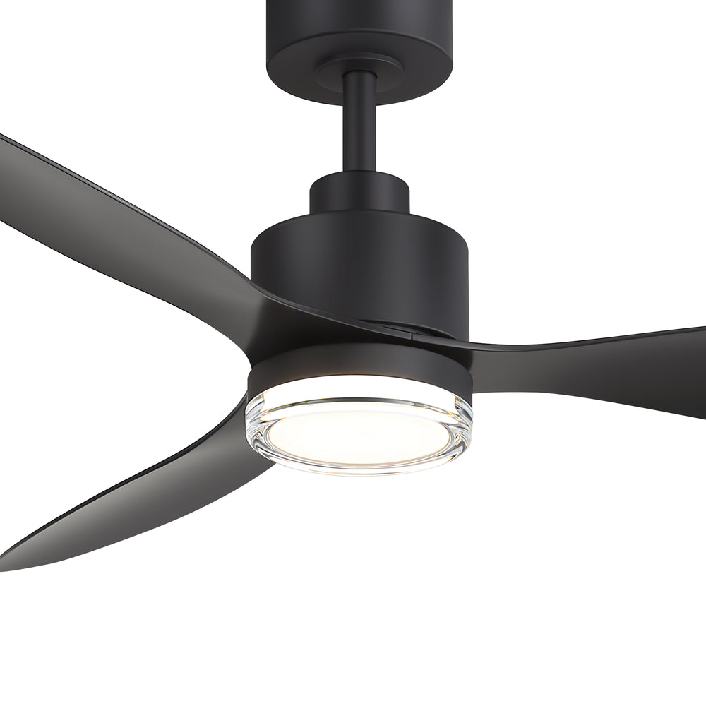 52-Inch Ceiling Fan with Light, Modern Gold/Black Finish, 3 ABS Blades, 18W 3-Color LED with Double-Layer Acrylic Shade, Quiet DC Motor, 6-Speed Reversible, Remote Control with 1/4H Timer, 6-In Downrod, Indoor Use
