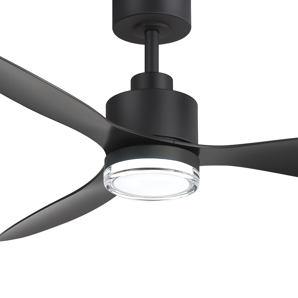 52-Inch Ceiling Fan with Light, Modern Gold/Black Finish, 3 ABS Blades, 18W 3-Color LED with Double-Layer Acrylic Shade, Quiet DC Motor, 6-Speed Reversible, Remote Control with 1/4H Timer, 6-In Downrod, Indoor Use