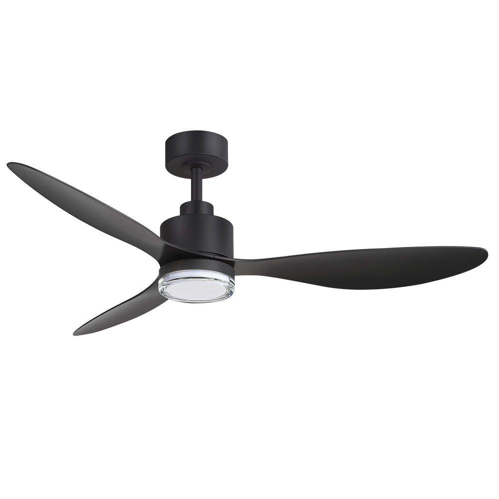 52-Inch Ceiling Fan with Light, Modern Gold/Black Finish, 3 ABS Blades, 18W 3-Color LED with Double-Layer Acrylic Shade, Quiet DC Motor, 6-Speed Reversible, Remote Control with 1/4H Timer, 6-In Downrod, Indoor Use