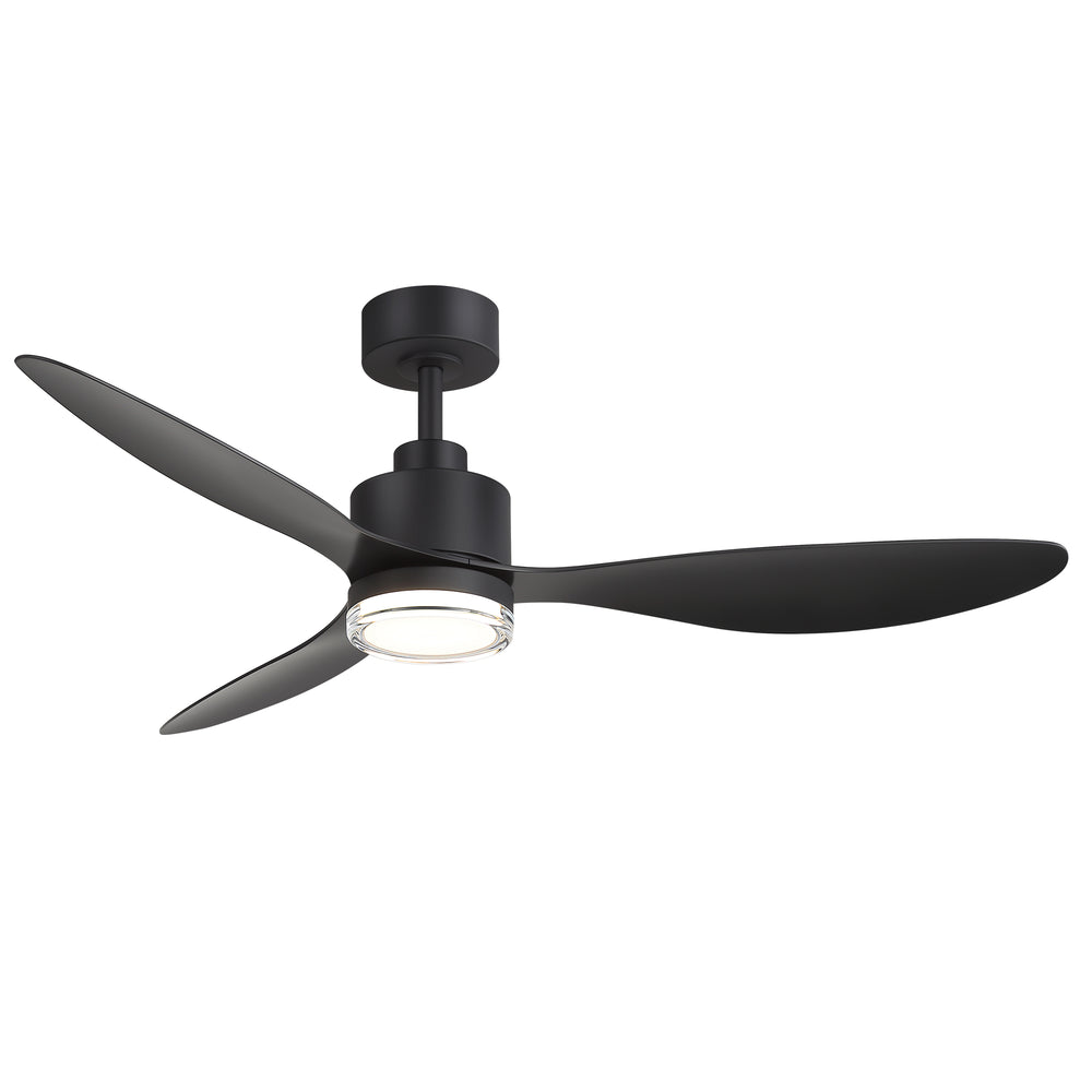 52-Inch Ceiling Fan with Light, Modern Gold/Black Finish, 3 ABS Blades, 18W 3-Color LED with Double-Layer Acrylic Shade, Quiet DC Motor, 6-Speed Reversible, Remote Control with 1/4H Timer, 6-In Downrod, Indoor Use