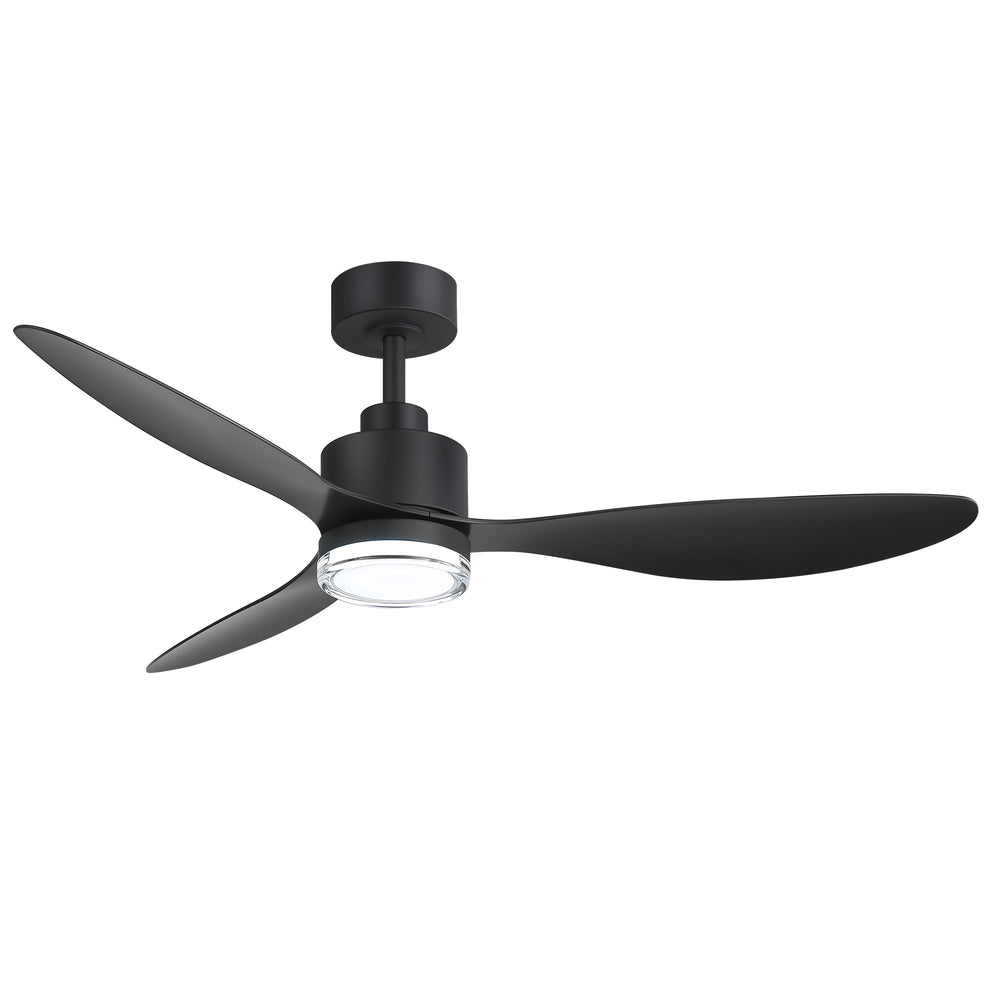 52-Inch Ceiling Fan with Light, Modern Gold/Black Finish, 3 ABS Blades, 18W 3-Color LED with Double-Layer Acrylic Shade, Quiet DC Motor, 6-Speed Reversible, Remote Control with 1/4H Timer, 6-In Downrod, Indoor Use