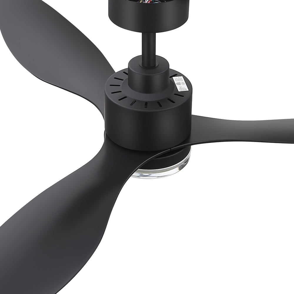 52-Inch Ceiling Fan with Light, Modern Gold/Black Finish, 3 ABS Blades, 18W 3-Color LED with Double-Layer Acrylic Shade, Quiet DC Motor, 6-Speed Reversible, Remote Control with 1/4H Timer, 6-In Downrod, Indoor Use