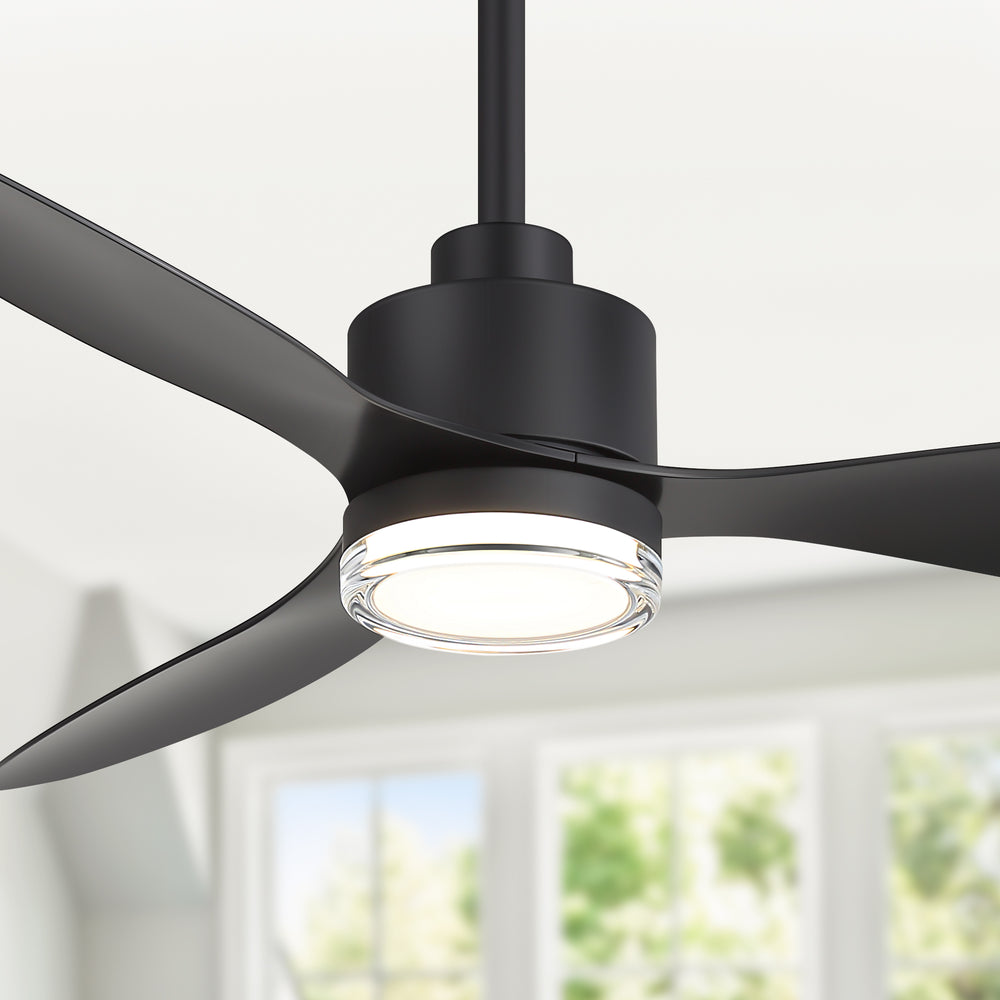 52-Inch Ceiling Fan with Light, Modern Gold/Black Finish, 3 ABS Blades, 18W 3-Color LED with Double-Layer Acrylic Shade, Quiet DC Motor, 6-Speed Reversible, Remote Control with 1/4H Timer, 6-In Downrod, Indoor Use