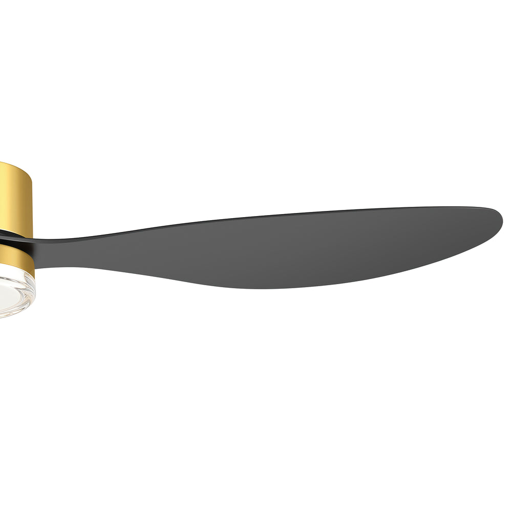 52-Inch Ceiling Fan with Light, Modern Gold/Black Finish, 3 ABS Blades, 18W 3-Color LED with Double-Layer Acrylic Shade, Quiet DC Motor, 6-Speed Reversible, Remote Control with 1/4H Timer, 6-In Downrod, Indoor Use