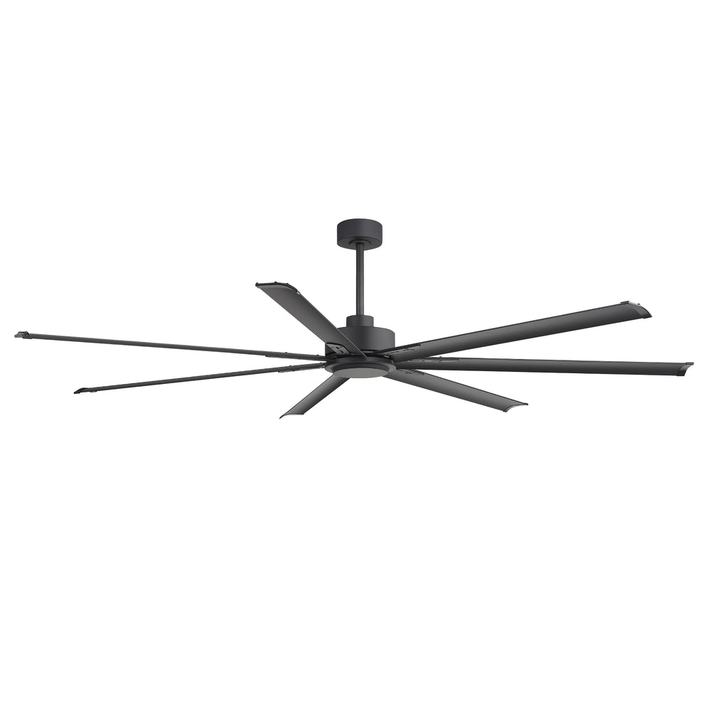 Oversized 84-Inch Ceiling Fan without Light, Matte Black Finish, 7 or 8 Aluminum Blades, Energy-Saving DC Motor, 6-Speed Remote Control with Forward/Reverse, 1/2/4/8H Timer, Includes 6", 12" & 24" Downrods, Quiet Operation for Large Rooms or Patios