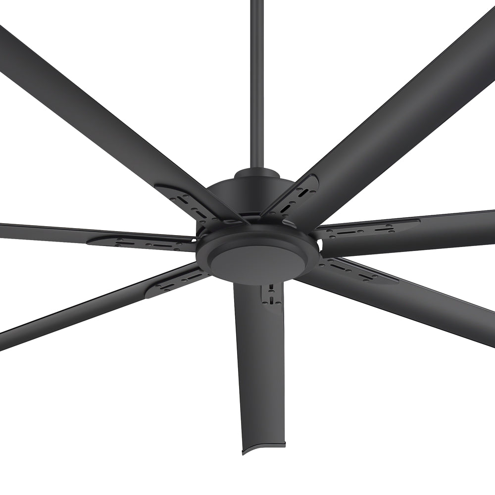 Oversized 84-Inch Ceiling Fan without Light, Matte Black Finish, 7 or 8 Aluminum Blades, Energy-Saving DC Motor, 6-Speed Remote Control with Forward/Reverse, 1/2/4/8H Timer, Includes 6", 12" & 24" Downrods, Quiet Operation for Large Rooms or Patios