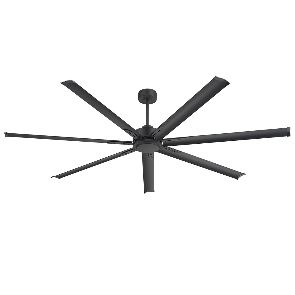 Oversized 84-Inch Ceiling Fan without Light, Matte Black Finish, 7 or 8 Aluminum Blades, Energy-Saving DC Motor, 6-Speed Remote Control with Forward/Reverse, 1/2/4/8H Timer, Includes 6", 12" & 24" Downrods, Quiet Operation for Large Rooms or Patios