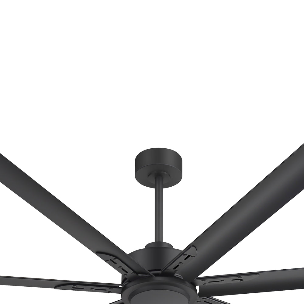 Oversized 84-Inch Ceiling Fan without Light, Matte Black Finish, 7 or 8 Aluminum Blades, Energy-Saving DC Motor, 6-Speed Remote Control with Forward/Reverse, 1/2/4/8H Timer, Includes 6", 12" & 24" Downrods, Quiet Operation for Large Rooms or Patios