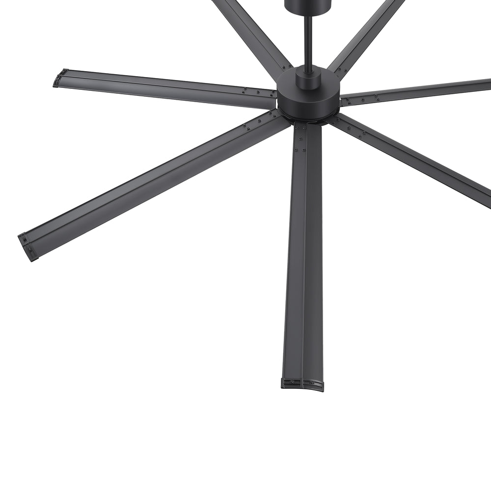 Oversized 84-Inch Ceiling Fan without Light, Matte Black Finish, 7 or 8 Aluminum Blades, Energy-Saving DC Motor, 6-Speed Remote Control with Forward/Reverse, 1/2/4/8H Timer, Includes 6", 12" & 24" Downrods, Quiet Operation for Large Rooms or Patios