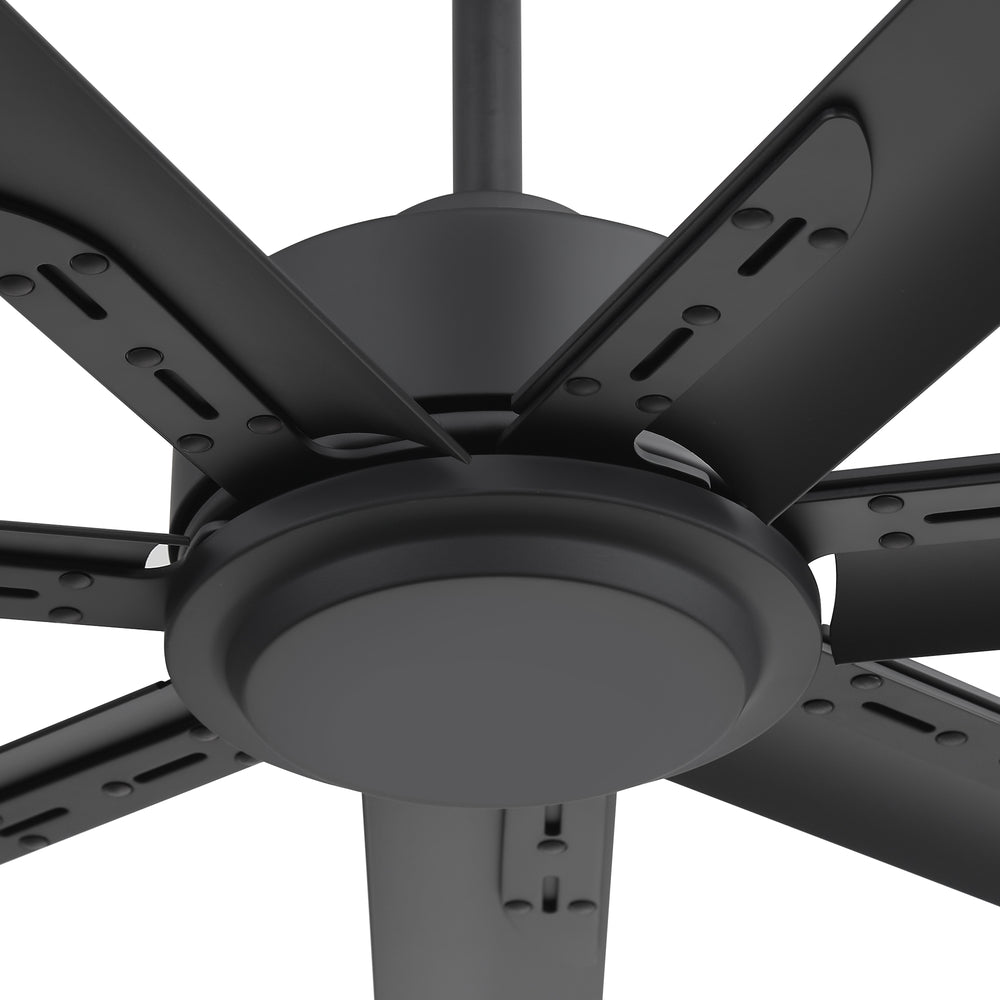 Oversized 84-Inch Ceiling Fan without Light, Matte Black Finish, 7 or 8 Aluminum Blades, Energy-Saving DC Motor, 6-Speed Remote Control with Forward/Reverse, 1/2/4/8H Timer, Includes 6", 12" & 24" Downrods, Quiet Operation for Large Rooms or Patios