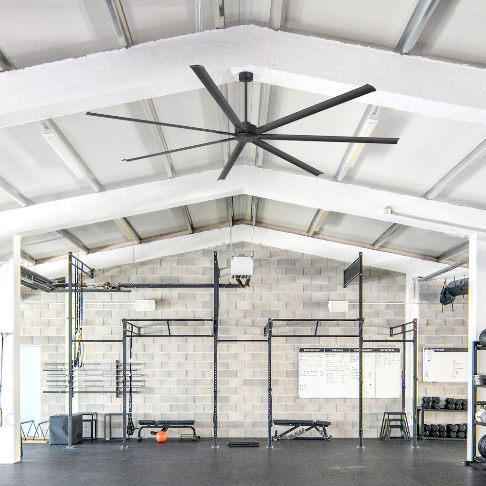 Breezary 120 Inch HVLS Industrial Ceiling Fan with PMSM Motor, 8-Blade Large Ceiling Fan for Warehouse, Gym and Factory - Aluminum No Light
